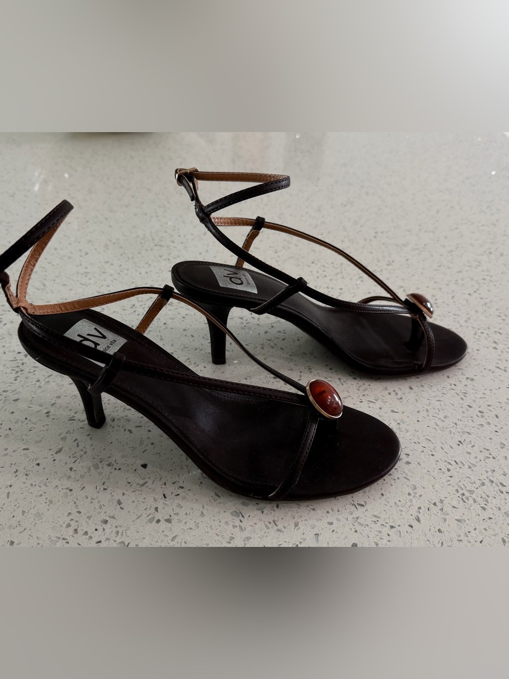 DV by Dolce Vita Cella Dark Brown Strappy Sandals